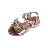 Hochzeitssandalen für Mädchen, offener Zehenbereich, Schmetterling, glitzernd, flache Schuhe, Kinder, niedrige Absätze, Kleid, Sandalen, Prinzessin, Geburtstag, Brautjungfer, Partyschuhe, rose, 12.5