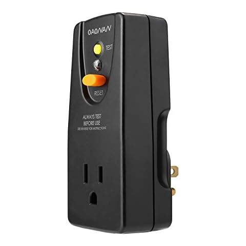 OAONAN GFCI Adapter 15 Amp 3 Prongs Grounded, Waterproof, GFCI Plug Portable with One Outlet and Male Plug-in Ground Fault Circuit Interrupter to Protect Electric Safety Cover