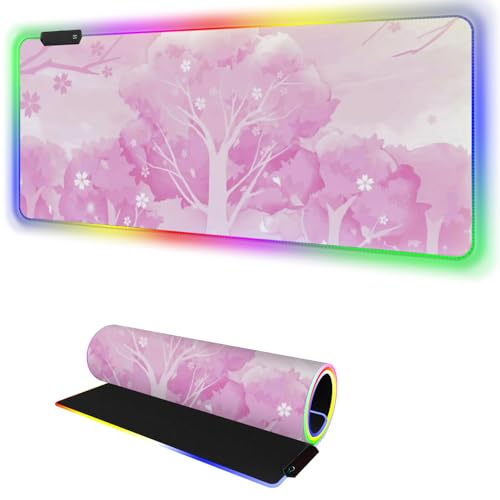 Tapis de souris RVB de jeu rose clair 900x400x4mm, cadeau idéal pour femme