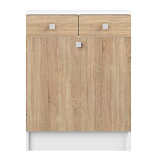 Symbiosis Bathroom Cabinet Combination with A Laundry, Oak and White, 60 x 81.5 x 29.6 cm Symbiosis Bathroom Cabinet Combination with A Laundry, Oak and White, 60 x 81.5 x 29.6 cm