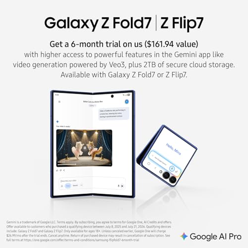 Samsung Galaxy Z Fold7 5G (512GB) Galaxy AI, 8.0" Foldable Display, 200MP Triple Camera, Thinnest, Lightest, Unlocked, (w/ 45W Fast Charging Adapter) - Blue Shadow (Renewed) - Image 3