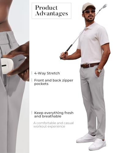 Mens Stretch Golf Pants Silver