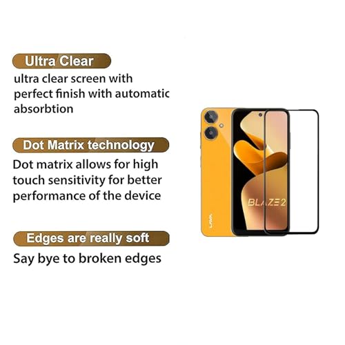 Image of DD SON Tempered Glass Screen Protector Compatible for Lava Blaze 2 (11D) with Edge to Edge Coverage and Easy Installation kit,Black