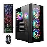 STGAubron RGB Desktop PC Computer, AMD Ryzen 5 3400G up to 4.2GHz, 16G DDR4, 512G SSD, WiFi 6 & BT 5.2, RGB Fan x4, Windows 11 Home