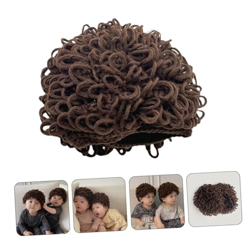 Cute Yarn Wig Hat for Boys and Girls Soft Woolen Cap for Boys and Girls Adorable Knitted Beanie for Outdoor Fun and Parties Recommended for Ages Brown4