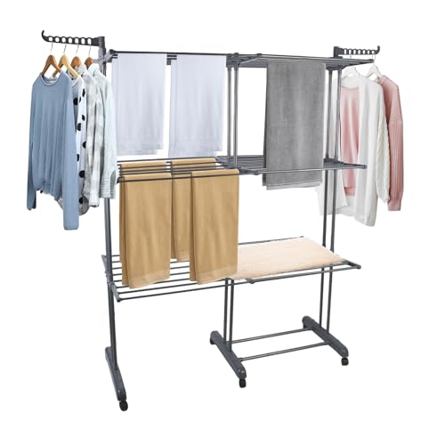 OHMG Séchoir à Linge Extensible Grande Capacité Tour de Séchage 3 Niveaux Pliable d’Étendage Étendoir Vertical Multifonction pour Intérieur et...