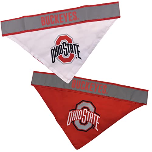 Pets First NCAA Ohio State Buckeyes TIE Bandana Small/Medium. Dog Football Reflective Bandana Scarf Bib for Pet Cat or Dog. The Ultimate Game-Day Party Bandana