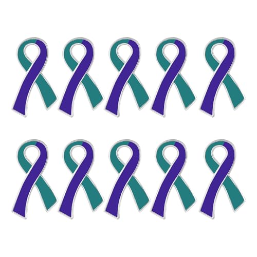 Image of Suicide Awareness and Prevention Pin - Bulk Packs - Variety Pack of Teal & Purple Ribbon Pin Perfect for Support Groups, Gift-Giving and Fundraising
