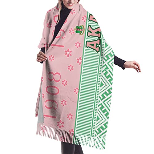 AKA Scarf Womens Summer Pashmina Shawl Wrap Soft Cozy Sorority Gift Scarves for Women Black One Size2
