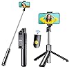 Gritin Bluetooth selfiestick-statief, 3-in-1 uittrekbare selfiestick met draadloze afstandsbediening, draagbare telefoonhouder met draagtas voor smartphones van 4,7 tot 6,5 inch