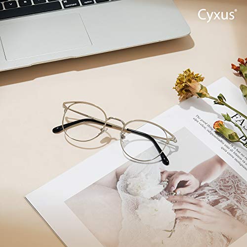 Cyxus Óculos com lentes de filtro de luz azul，óculos de computador com armação retro olho de gato pa