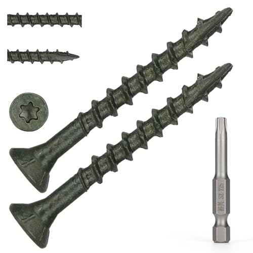 Image of Wood Screws #8 x 1-5 /8'', T25 Star Torx Drive Flat Head Deck Screws, Green, 154Pcs (1lb)