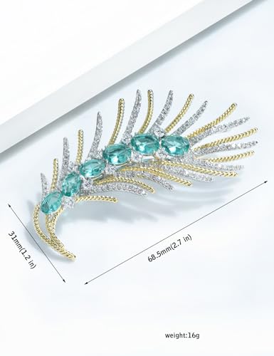 Image of Vintage Golden Feather Lapel Pin Leaf Brooch Stick Pin for Suit Women Men Jewelry
