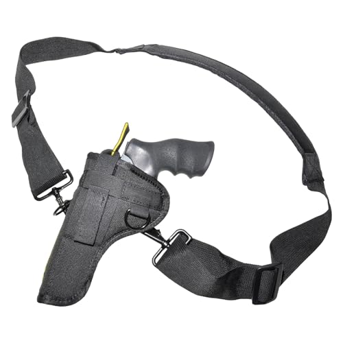 CROSSFIRE The Alaskan Low Profile Ambidextrous Shoulder or Hip/Belt Pistol Holster for Men & Women - Durable Traditional/Cross Draw Carry Handgun Holster - Black, Large 4'