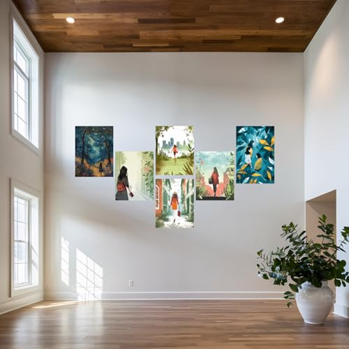 Image of SiddArtify Enchanted Forest - Cityscape Journey Art Print Set - 300GSM Board - 12x18 Inch - Pack of 6 Wall Room Decoration art Poster Prints
