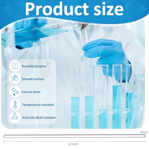 48 pcs u glass stirring rods bulk 12 inch length glass sticks 6 mm diameter solid stirring sticks borosilicate stir rods with both ends round for lab kitchen science education