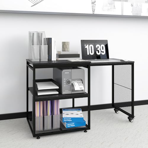 Image of Natwind 24''x20'' Large Printer Stand,Extendable Home Craft Table,Black