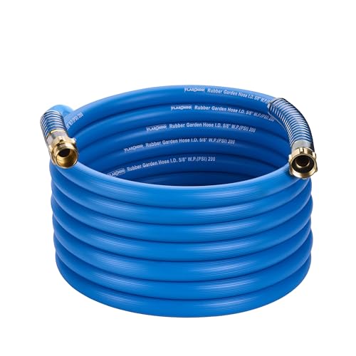 Flaronro 5/8 IN. × 50FT. Heavy Duty Rubber Garden Hose, High Flow 5/8" I.D. Brass Fitting No Memory Durable Heavy Duty Water Hose for Watering, Irrigation, Water Transfer Pump