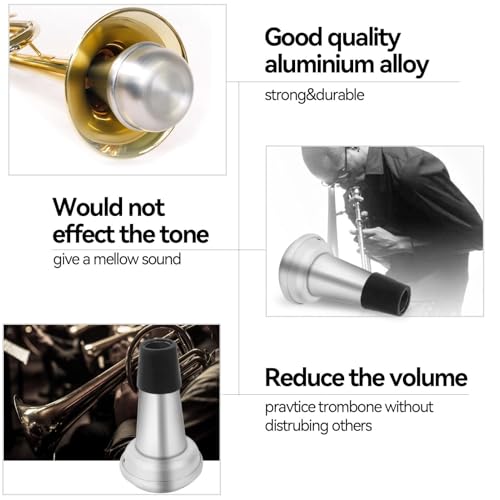 Trumpet Straight Mute Silencer, Lightweight Aluminum Trumpet Mute Practice for Jazz Classic, Beginners and Students