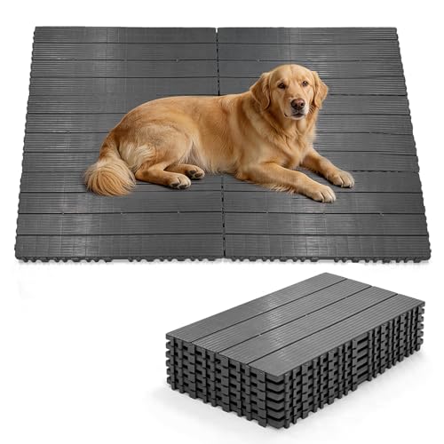 Bhyhok 46' x 34.8' Dog Kennel Flooring, 6PCS Outdoor Pet Platform Raised Waterproof Decking for Dog...
