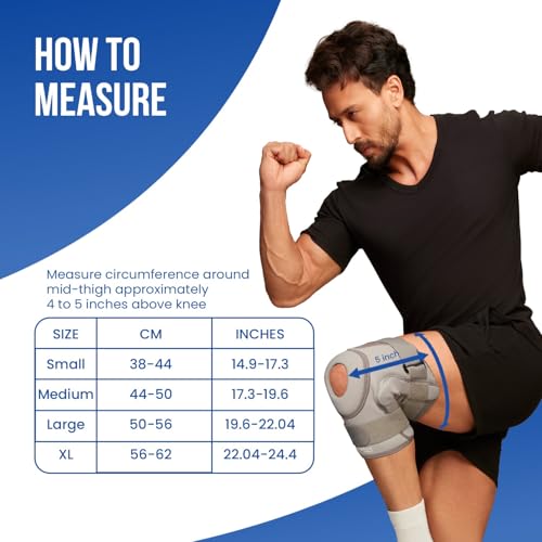 Image of Leeford Ortho Hinged Knee Braces Support for Men and Women | Joint Stability Belt, Knee Pain Relief Patella Stabilizer (Neoprene) For Gym, Sports, Injury Recovery Size- L