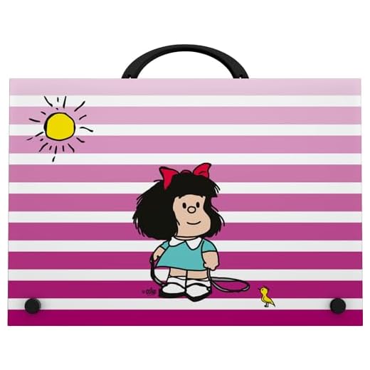 Grafoplás | Maletin Escolar Mafalda Birdie | Asa y Cierre de Broche | Polipropileno | Tamaño Folio | 24,5x34,5x4cm | Perfecto para Actividades Extraescolares