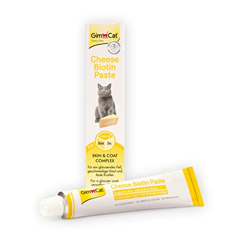 GimCat Pâte Cheese Biotin – Au fromage aromatique, zinc et à l’huile de lin pour le pelage, la peau et les griffes – 1 tube (1 à 50 g)