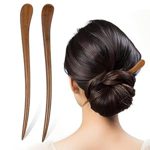 Lurrose 2pcs Wooden Hair Stick Retro Simple Hair Chopsticks Headdress Hairpin for Women Ladies Girls