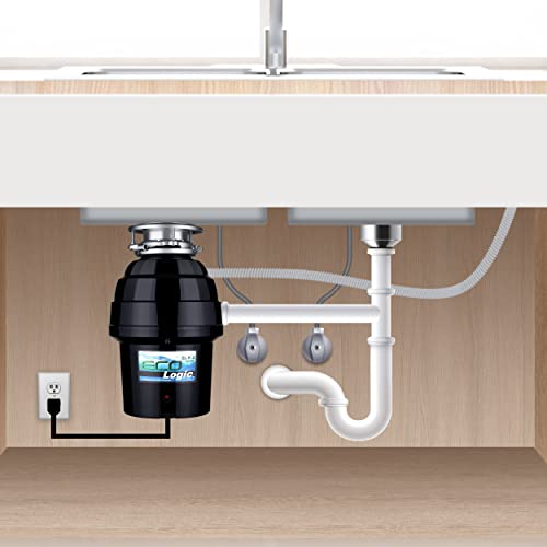 Eco Logic 10-Us-El-9-3B Garbage Disposal With Removeable Splash Guard, Attached Power Cord And Standard 3-Bolt Mounting System, Continuous Feed, 3/4 Horsepower, Black #TOP6