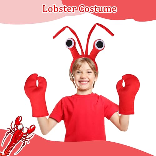 Tequise Crawfish headband Novelty Lobster headband with antennaes, Lobster Claws Gloves, The Sea Ocean Costume Accessory Sets - Thumbnail 4