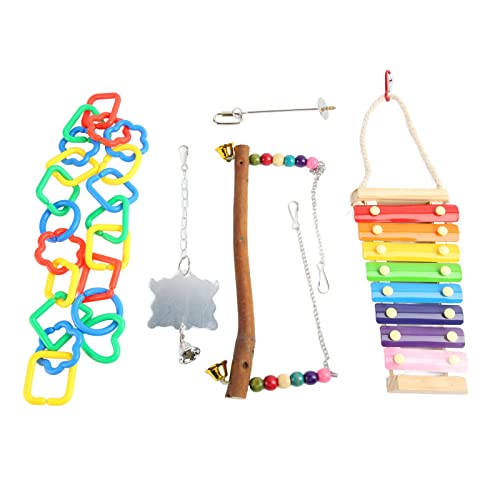 Kuuleyn Set di Giocattoli per Pollo, 5 Pezzi Giocattoli da Masticare per Animali Domestici Pappagallo, Giocattolo per Altalena in Plastica Colorata per Verdure Spiedino Porta