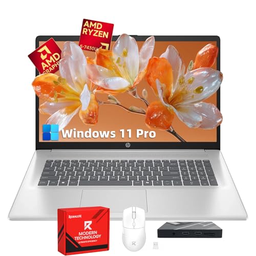 Image of HP 17 Touchscreen Business Laptop - 17.3" Anti-Glare HD+ Display, Windows 11 Pro, Copilot Computer, AMD Ryzen 5 7430U (up to 4.3GHz), Backlit Keyboard, Wi-Fi 6, Fast Charge | 16GB RAM + 512GB SSD