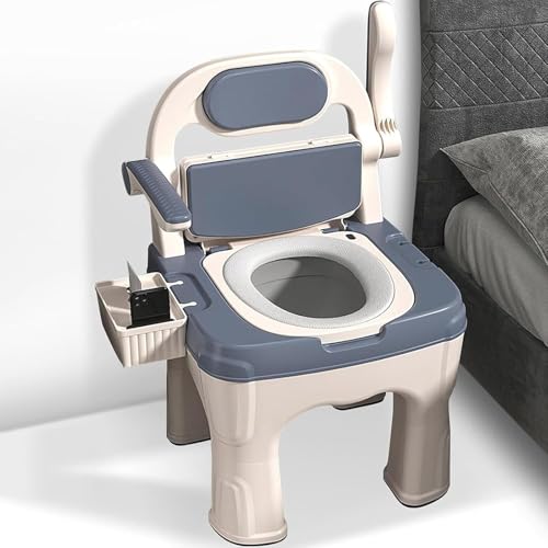 Silla de Inodoro portátil con Asas: Asiento de Inodoro Resistente y Antideslizante para Colocar Junto a la Cama Ideal para Personas Mayores y Personas con discapacidad