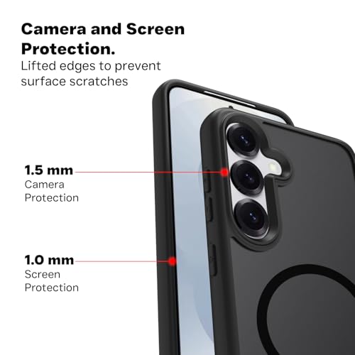 Image of RIGGEAR Shockproof Sleek Hybrid Armor Magnetic Back Cover Case Compatible with MagSafe Accessories for Samsung Galaxy S24 / S25 (Smoke Black Matte PC + Black TPU Bumper)