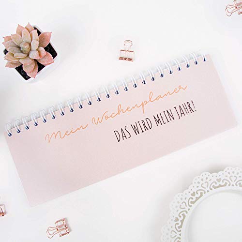 Marthiesens® Tischquerkalender "Peach", 1 Woche auf 1 Seite, undatiert für ein ganzes Jahr mit stabilem durchsichtigem Schutzumschlag und Spiralbindung Cover