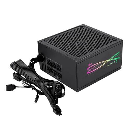 Aerocool LUXPRORGB1000M, Fuente Alimentación Semi-Modular RGB 1000W, 80Plus Gold +90%, Condensadores Japoneses, Ventilador APFC 14cm FDB, ATX 3.0 y PCIe 5.0, Compatible ARGB, 5 Años Garantía, Negro