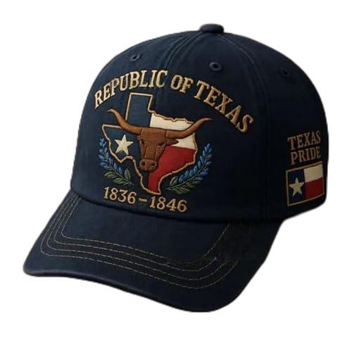 Republic of Texas Vintage Baseball Cap, 1836-1845 Lone Star State Embroidered Adjustable Dad Hat for Men Women Black