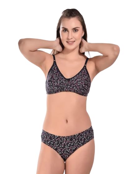 sasuta Women’s Floral Print Non-Padded Non-Wired Bra & Panty Set | Soft Cotton Blend Lingerie | Everyday Comfort Innerwear-picture-38