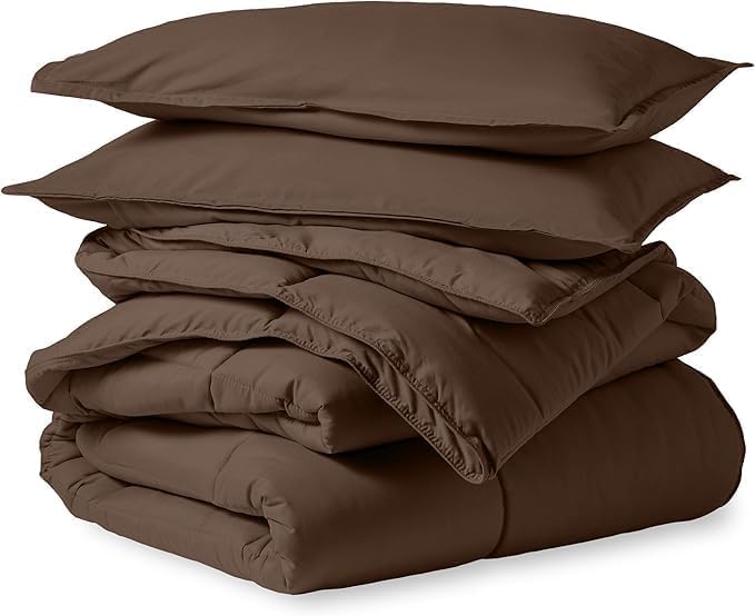 Ultra-Soft All-Season Comforter - Lightweight Feather & Down Fibers, Fluffy Medium Warmth, Duvet Insert, 100% Egyptian Cotton (Chocolate, 60x90 Inch)-image-49