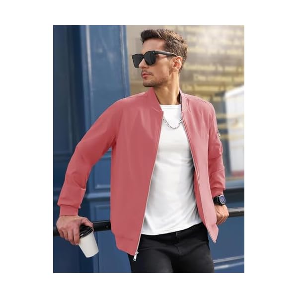 MAGCOMSEN Men's Bomber Jacket Lightweight Casual Windbreaker Spring Fall Zip Up Coat with 5 Pocket