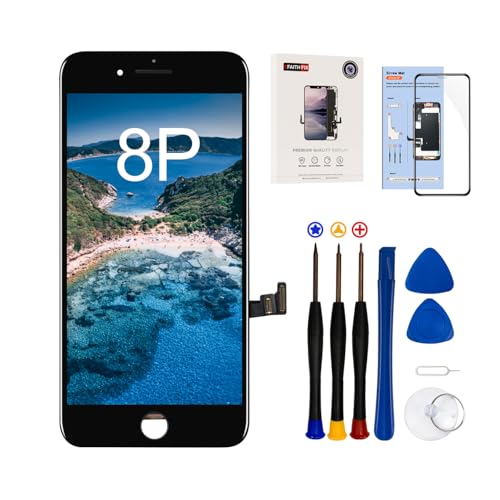 EFaith Ecran pour iPhone 8 Plus 5,5" LCD Écran 3D Touch HD Affichage Remplacement Assemblé,avec Démontage Complet Outils de Réparation,Colle étanche Interne,Feuille en Verre Trempé Adhésif (Noir.)