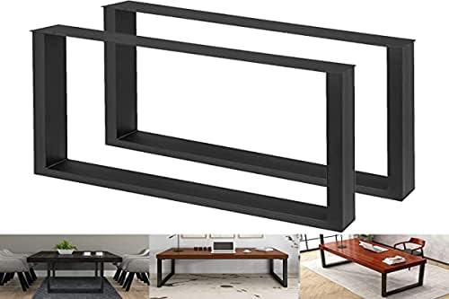 VEVOR Set of 2 Steel Table Legs, 28”Height 30”Wide Dining Table Legs,Heavy Duty 3.1" Square Box Section X Frame Table Legs,28x30x3.1 Inch Black Color Industrial Country Style Metal Dining Legs