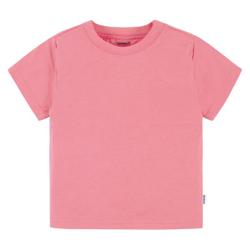 Image of Gerber Baby & Toddler 5-Pack Solid Short Sleeve T-Shirts Jersey 160 GSM