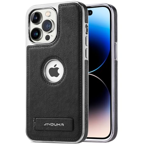 Coque iPhone 14 Pro noir en silicone et cuir pour le quotidien