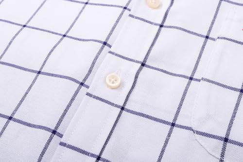 Image of SANGTREE Men & Boy Striped Multicolor Oxford Cotton Shirt,Comfortable Fit,Short Sleeve Collared Shirt