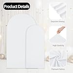 WEERRW White Arch Backdrop Cover Set of 2 Spandex Fitted Round Top Chiara Backdrop Stand Stretchy Wedding Covering for Event Birthday Party Banquet Decoration (6FT, 7.2FT) - Image 3