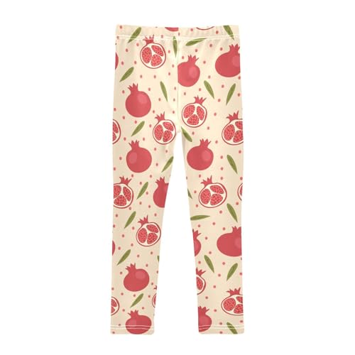 Pomegranate Pattern with Leaves Girls Leggings,Workout Leggings for Girls Toddler Athletic Leggings Size for 3-10T2