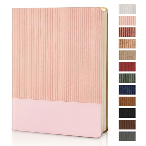 Image of Lined Journal Notebook for Work College Ruled Note Book 7.2 inchx9.6 inchB5 PU Leather Daily Journaling 160 Pages for Women Men Writing Home School Supplies Business (Pink)