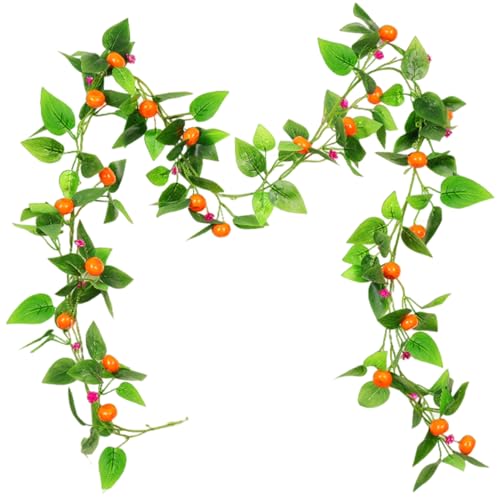 Simulación de guirnaldas de Frutas 6.56 pies de Longitud de Naranja con 24 Naranjas Fruta Seca Colgando Naranja Seca para la decoración del jardín del hogar
