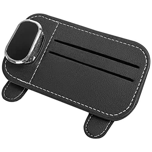 viseira carro | Suporte óculocarro universal,Suporte óculosol couro universal multi bolso para carro